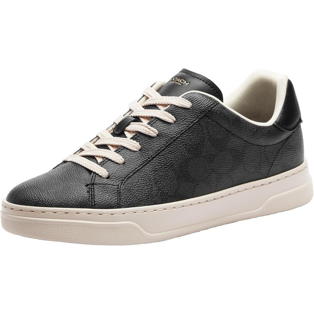 COACH Women's High Line Sneaker Signature Canvas Leather Charcoal Black 10 CW970